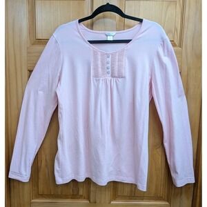 Christopher & Banks Women's XL Top Baby Pink Glass Buttons T Shirt Fabric Blouse
